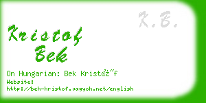 kristof bek business card